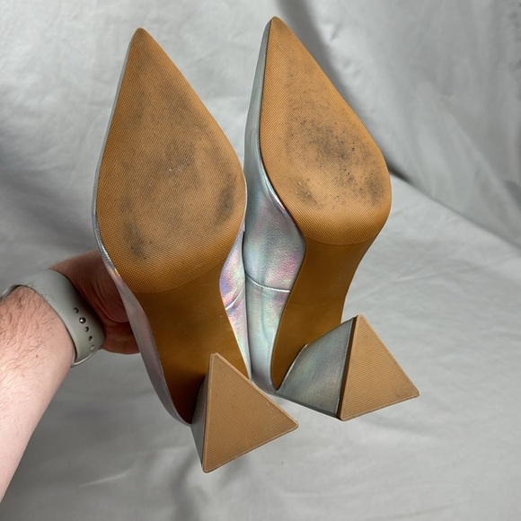 Abound Belize Triangle Block Heel with Pointed Toe Pump in Silver Iridescent - Picture 7 of 7